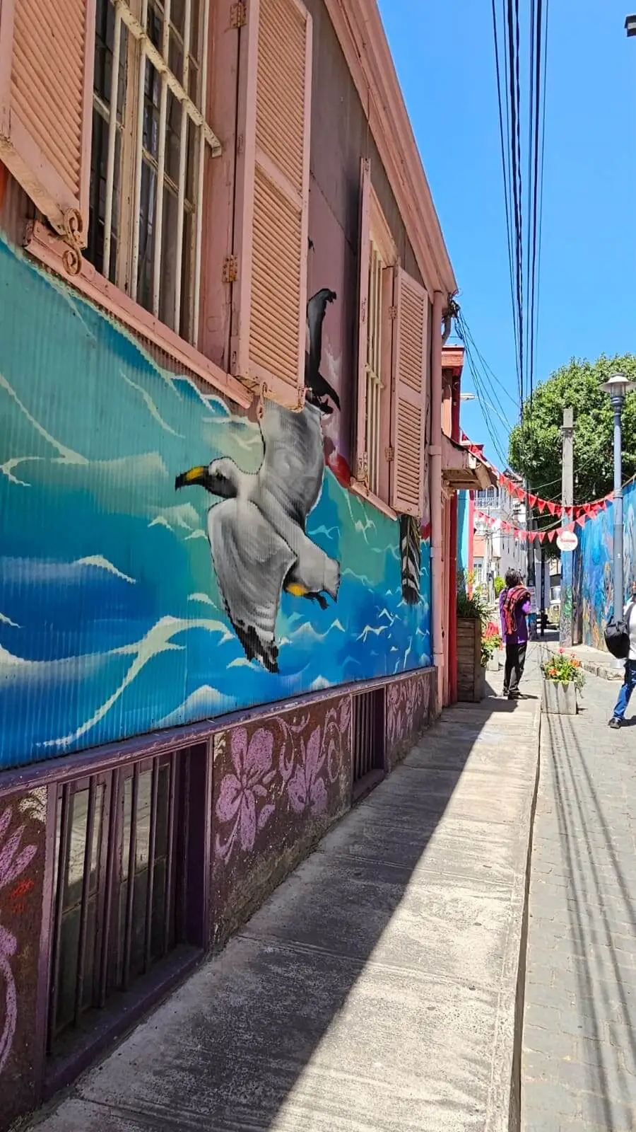 Valparaíso cruise port area with colorful street art