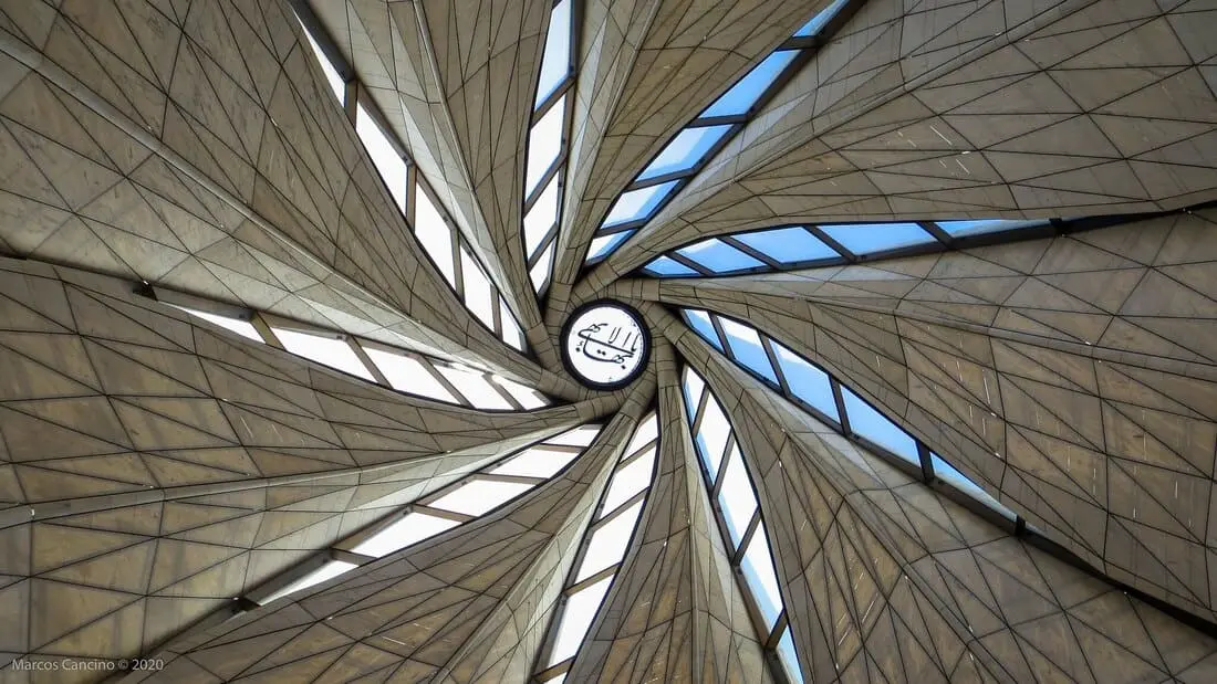 Bahai Temple Chile with Sunlight Streaming Through Glass