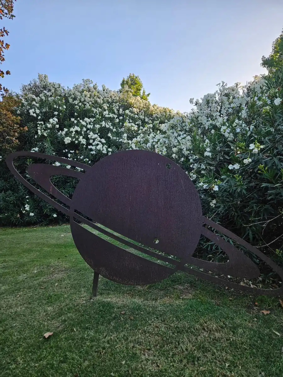 Saturn sculpture in the garden of Cielos Chilenos observatory