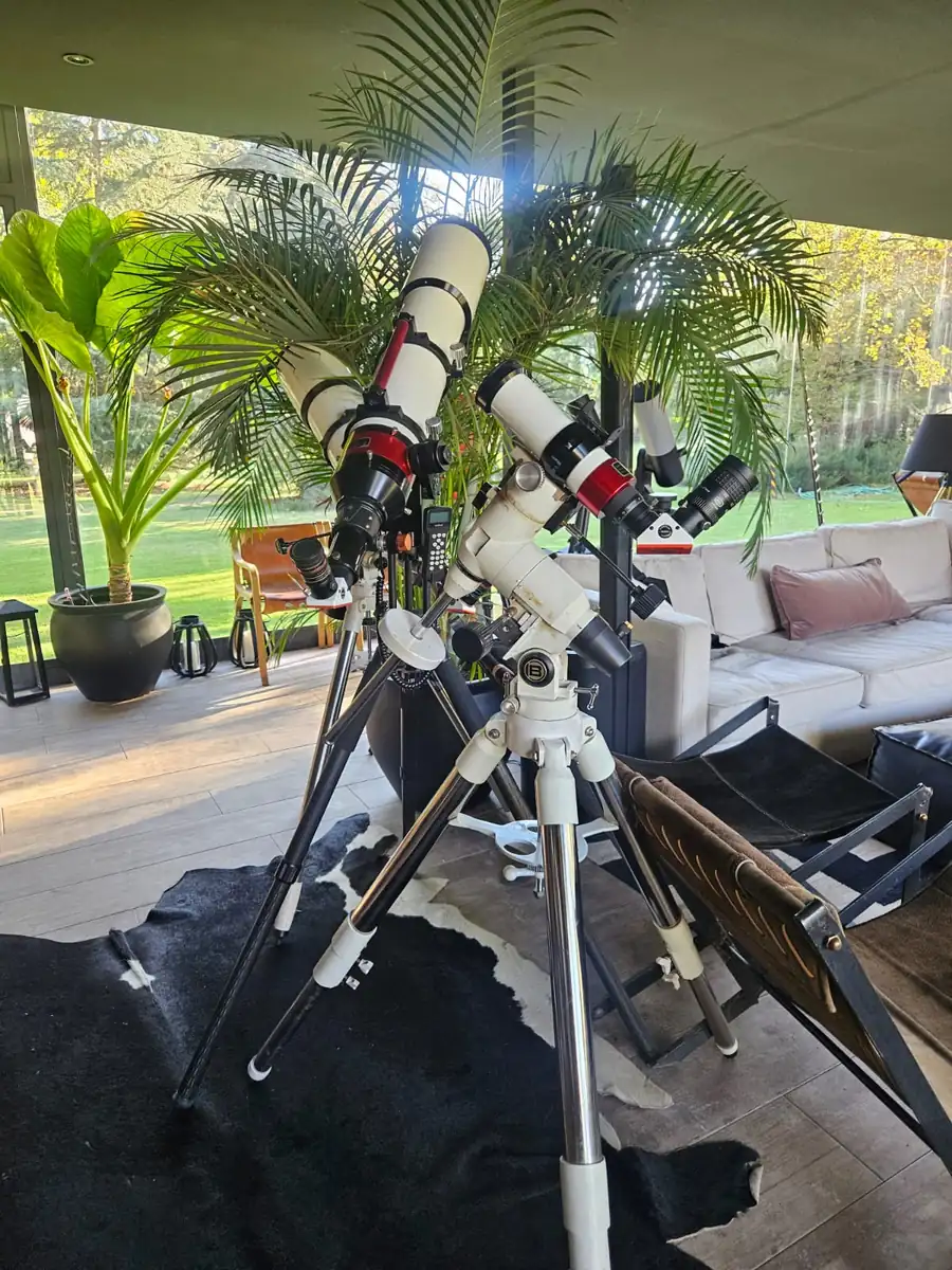 Refractor telescopes ready for the evening at the family-run observatory