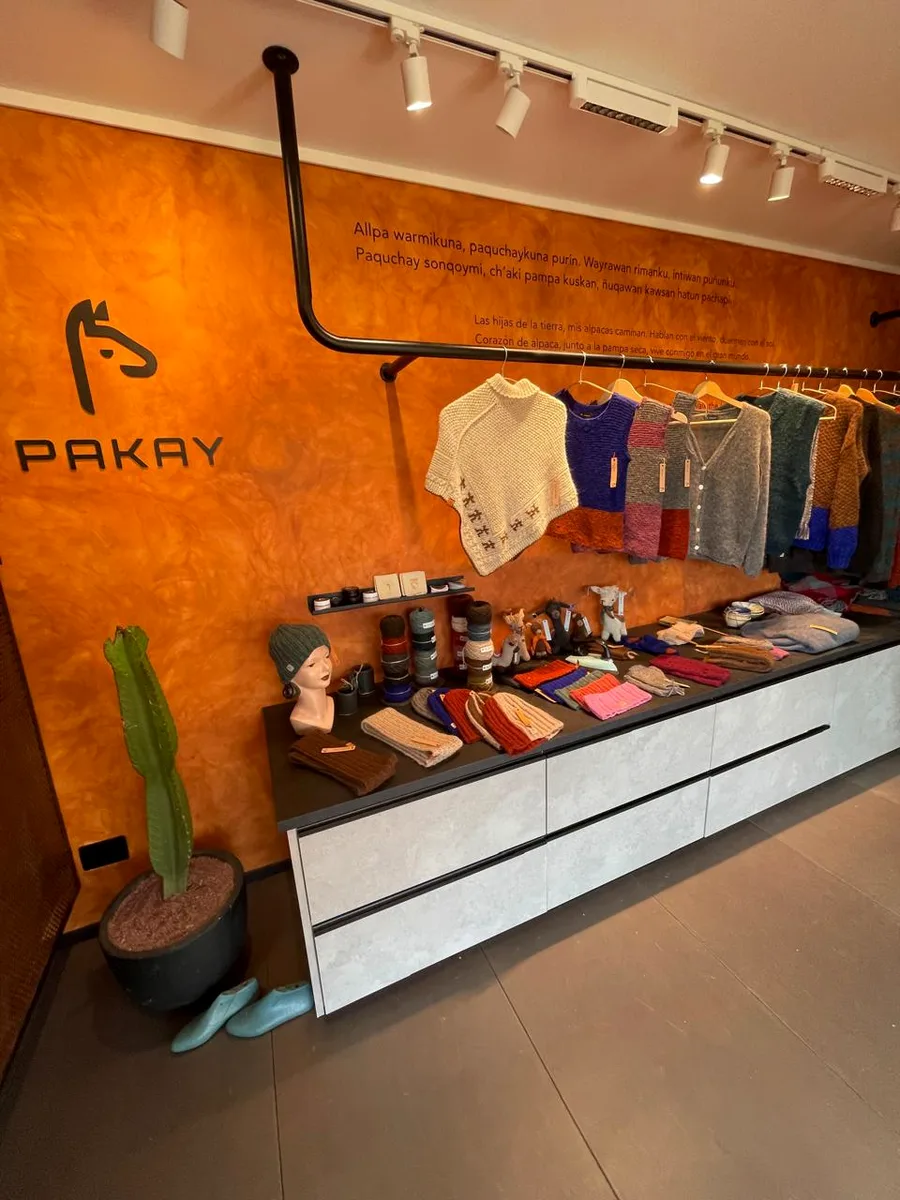 Alpaca wool clothing and accessories in the farm shop