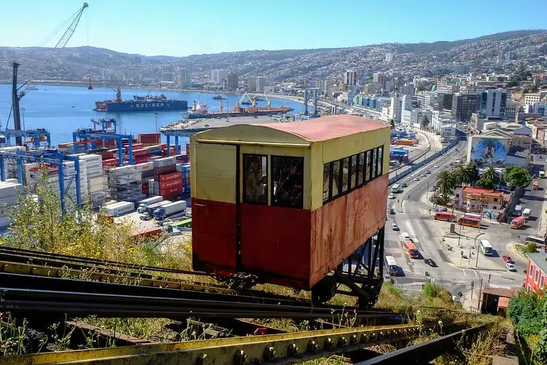 View of Valparaiso funicular during a private tour to Valparaiso from Santiago