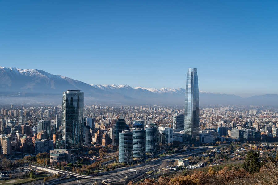 Santiago skyline with the Andes from San Cristóbal Hill