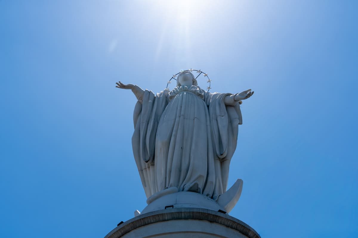 Statue of the Virgin Mary on the summit of San Cristóbal Hill