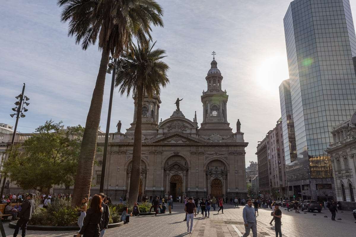 Metropolitan Cathedral on Plaza de Armas, the main square of Santiago