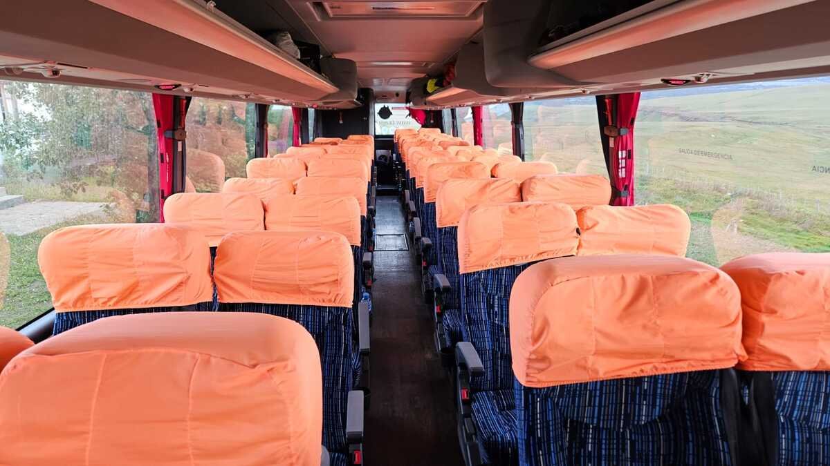 Comfortable seats inside the bus from El Calafate to Puerto Natales