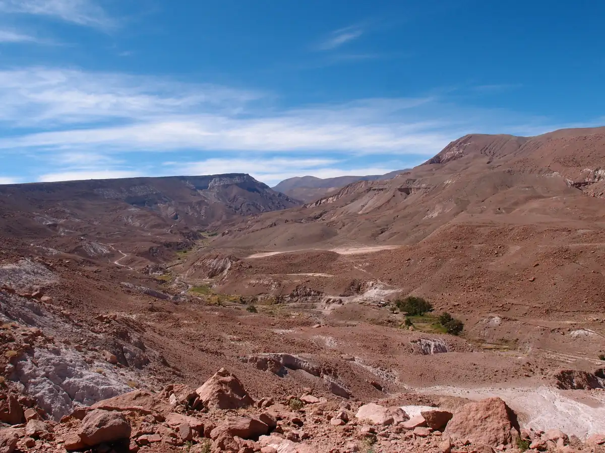 Desert valley and red hills near San Pedro de Atacama